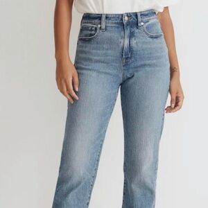 Madewell High-Rise Straight Jeans in Light Blue Denim